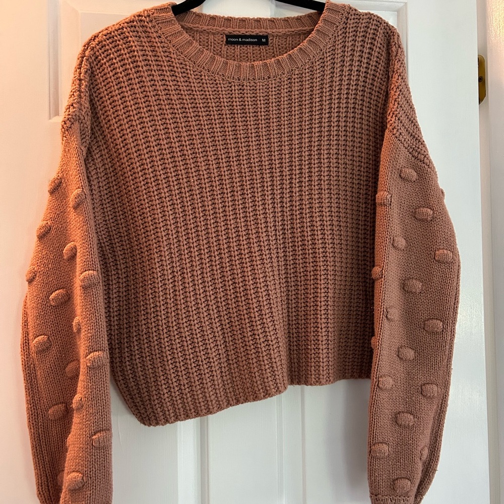 moon & madison Textured Knit Sweater - Tan